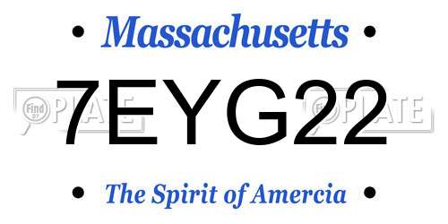 7EYG22 Massachusetts License Plate