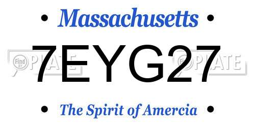 7EYG27 Massachusetts License Plate