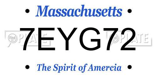7EYG72 Massachusetts License Plate