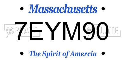 7EYM90 Massachusetts License Plate