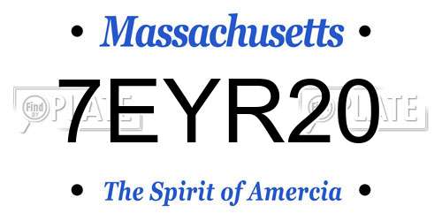 7EYR20 Massachusetts License Plate