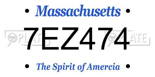 7EZ474 Massachusetts License Plate