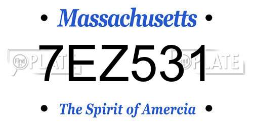 7EZ531 Massachusetts License Plate