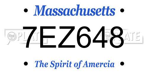 7EZ648 Massachusetts License Plate