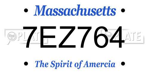 7EZ764 Massachusetts License Plate