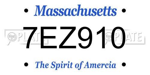 7EZ910 Massachusetts License Plate