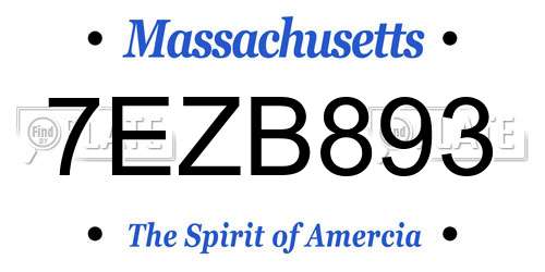 7EZB893 Massachusetts License Plate