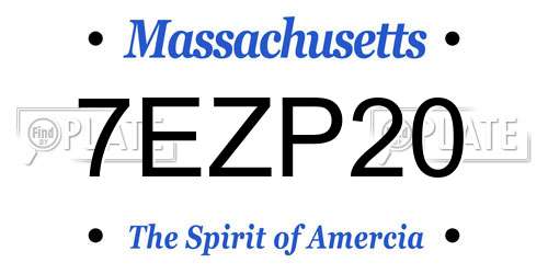 7EZP20 Massachusetts License Plate