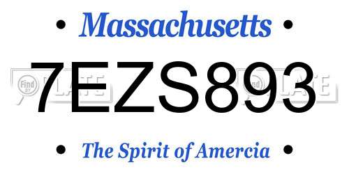 7EZS893 Massachusetts License Plate