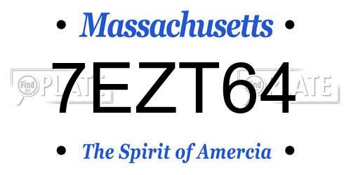 7EZT64 Massachusetts License Plate