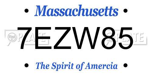 7EZW85 Massachusetts License Plate