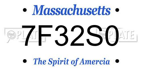 7F32S0 Massachusetts License Plate