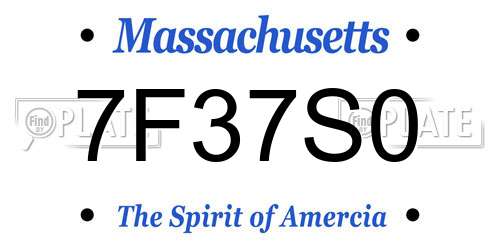 7F37S0 Massachusetts License Plate