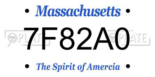 7F82A0 Massachusetts License Plate
