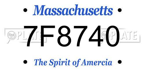 7F8740 Massachusetts License Plate