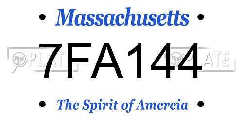 7FA144 Massachusetts License Plate