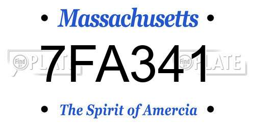 7FA341 Massachusetts License Plate