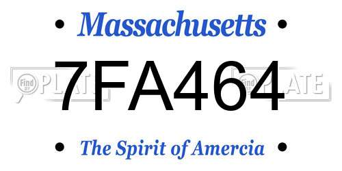 7FA464 Massachusetts License Plate