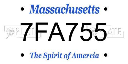 7FA755 Massachusetts License Plate