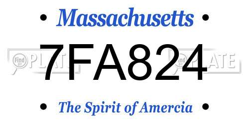 7FA824 Massachusetts License Plate
