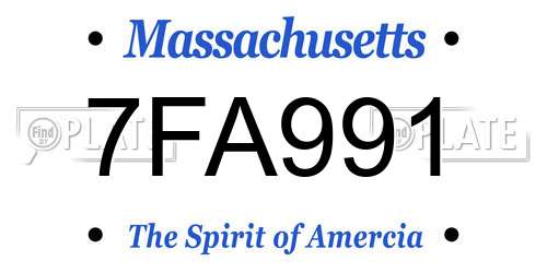 7FA991 Massachusetts License Plate