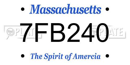 7FB240 Massachusetts License Plate