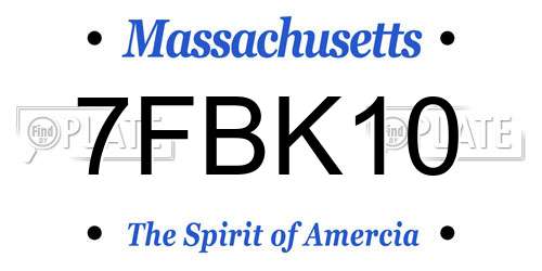 7FBK10 Massachusetts License Plate