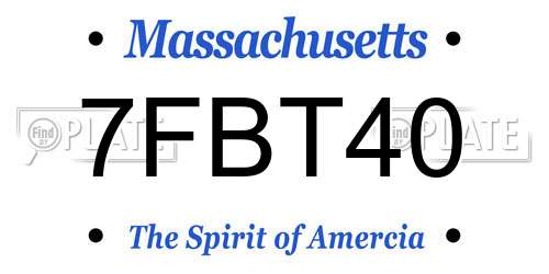 7FBT40 Massachusetts License Plate