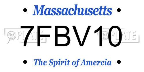 7FBV10 Massachusetts License Plate