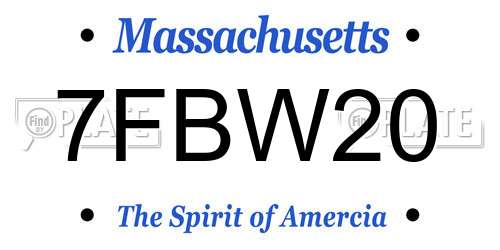 7FBW20 Massachusetts License Plate
