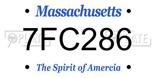 7FC286 Massachusetts License Plate