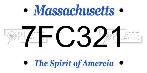7FC321 Massachusetts License Plate