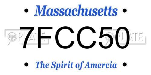 7FCC50 Massachusetts License Plate