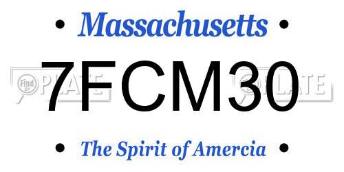 7FCM30 Massachusetts License Plate