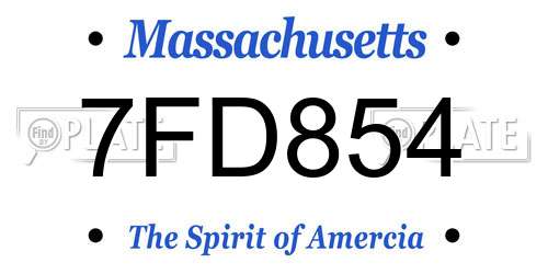 7FD854 Massachusetts License Plate