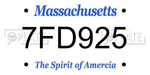 7FD925 Massachusetts License Plate