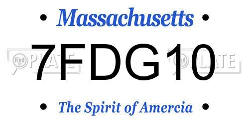 7FDG10 Massachusetts License Plate