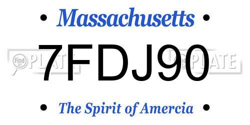 7FDJ90 Massachusetts License Plate