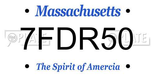 7FDR50 Massachusetts License Plate