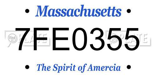 7FE0355 Massachusetts License Plate
