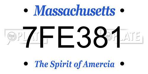 7FE381 Massachusetts License Plate