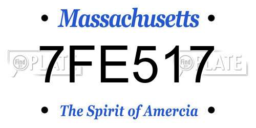 7FE517 Massachusetts License Plate