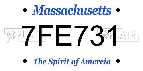 7FE731 Massachusetts License Plate