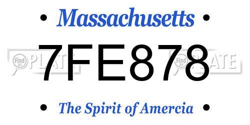 7FE878 Massachusetts License Plate