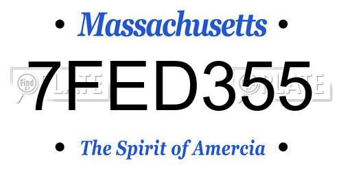 7FED355 Massachusetts License Plate