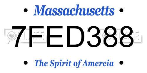 7FED388 Massachusetts License Plate