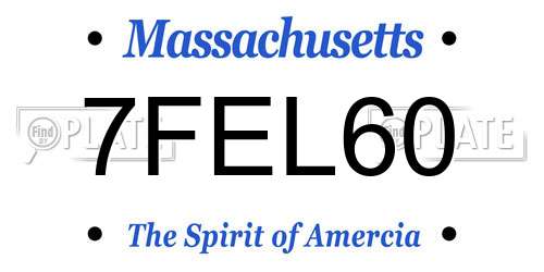 7FEL60 Massachusetts License Plate
