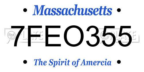 7FEO355 Massachusetts License Plate