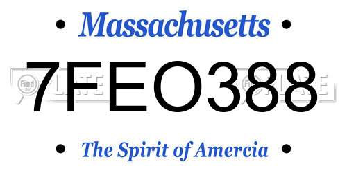 7FEO388 Massachusetts License Plate