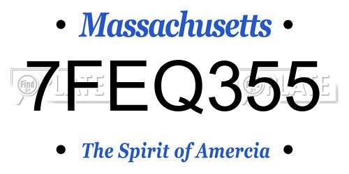 7FEQ355 Massachusetts License Plate
